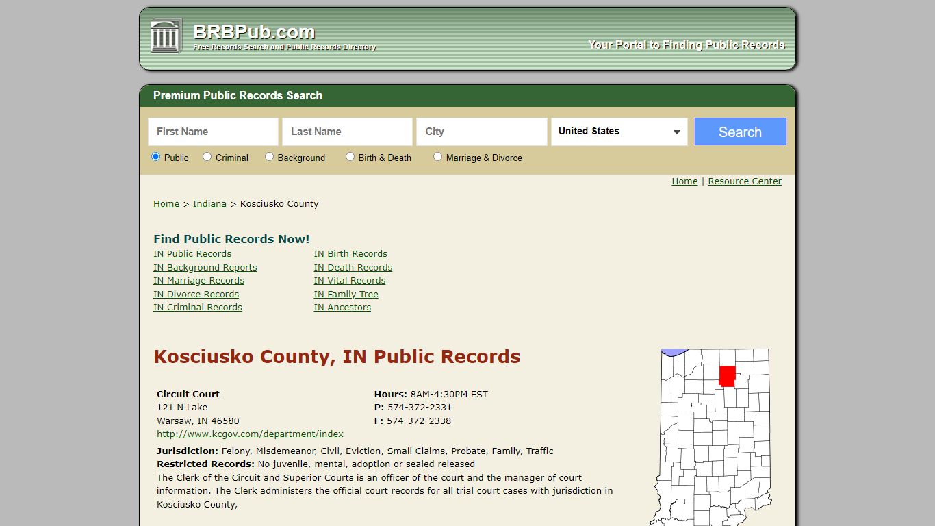 Kosciusko County Public Records | Search Indiana ...